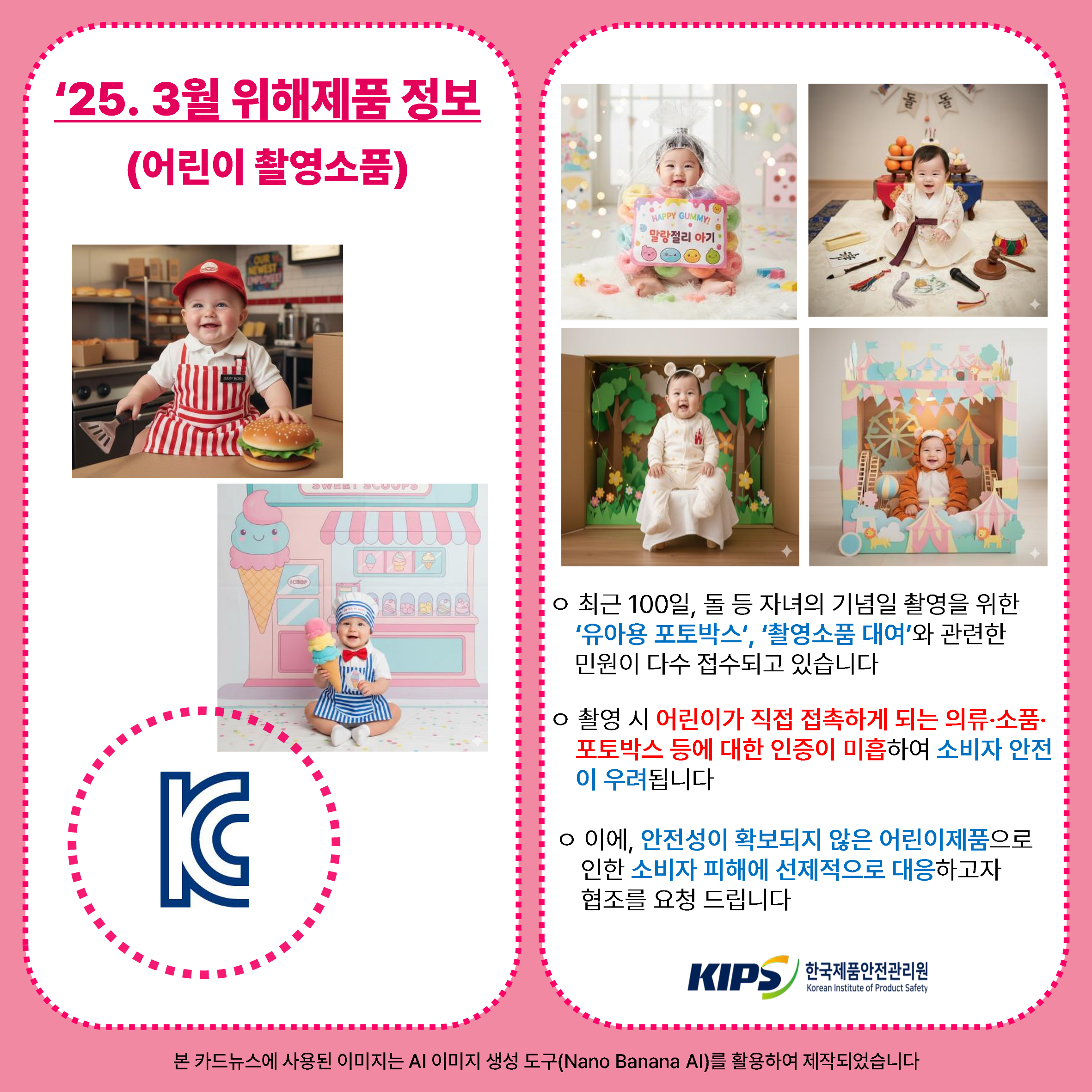어린이 촬영소품 위해제품정보